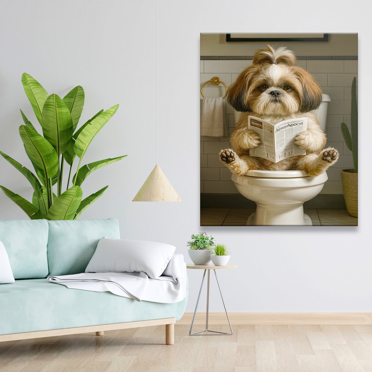 Custom Photo Dog Bathroom Style Canvas Gift For Dog Lovers
