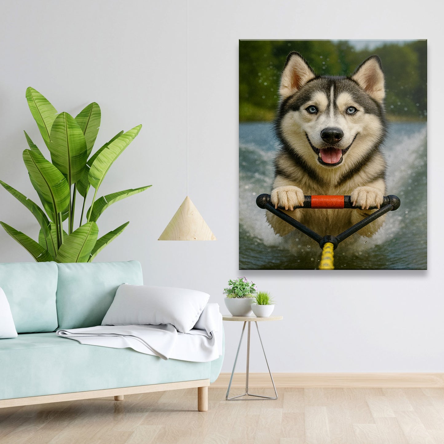 Custom Photo Water Ski Dog Canvas Gift For Dog Lovers