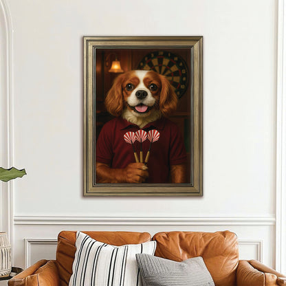 Custom Photo Dart Player Dog Canvas Framed Wall Art Gift For Dog Lovers