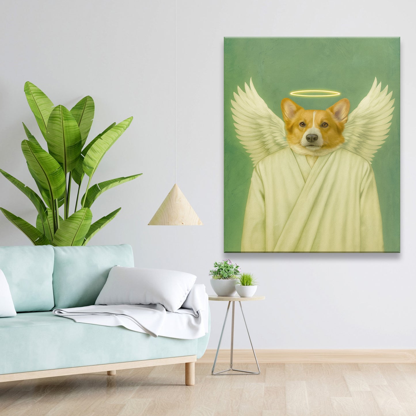 Custom Photo Angel Dog Canvas Memorial Gift For Dog