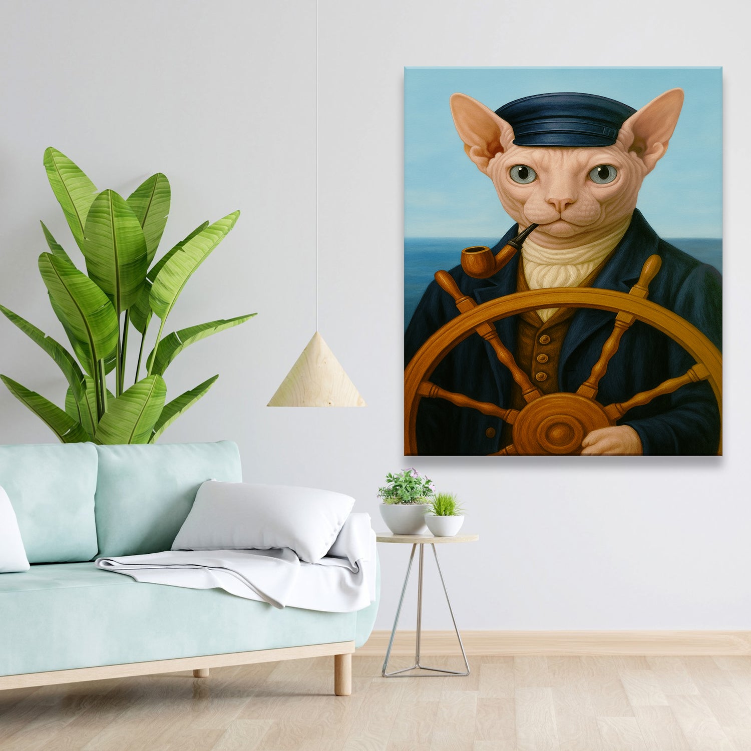 Custom Photo Sailor Cat Canvas Gift For Cat Lovers