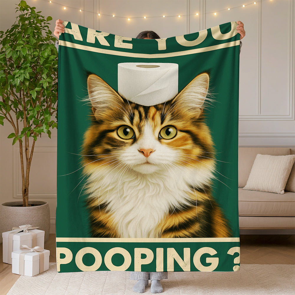 Custom Photo Funny Cat In Bathroom Blanket