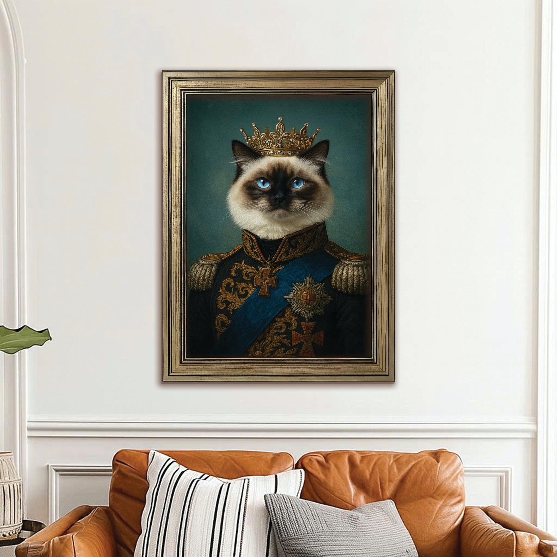 Custom Photo Royal Cat Canvas Framed Wall Art Gift For Cat Lovers
