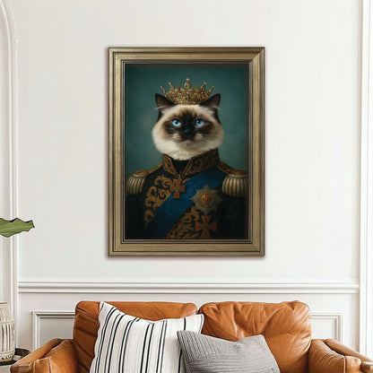 Custom Photo Royal Cat Canvas Framed Wall Art Gift For Cat Lovers
