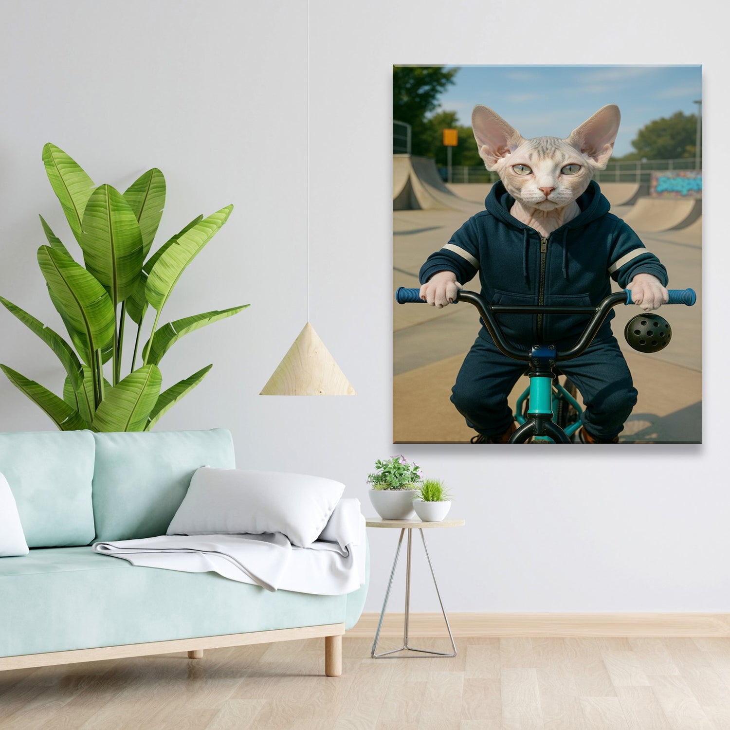 Custom Photo Bmx Bike Cat Canvas Gift For Cat Lovers