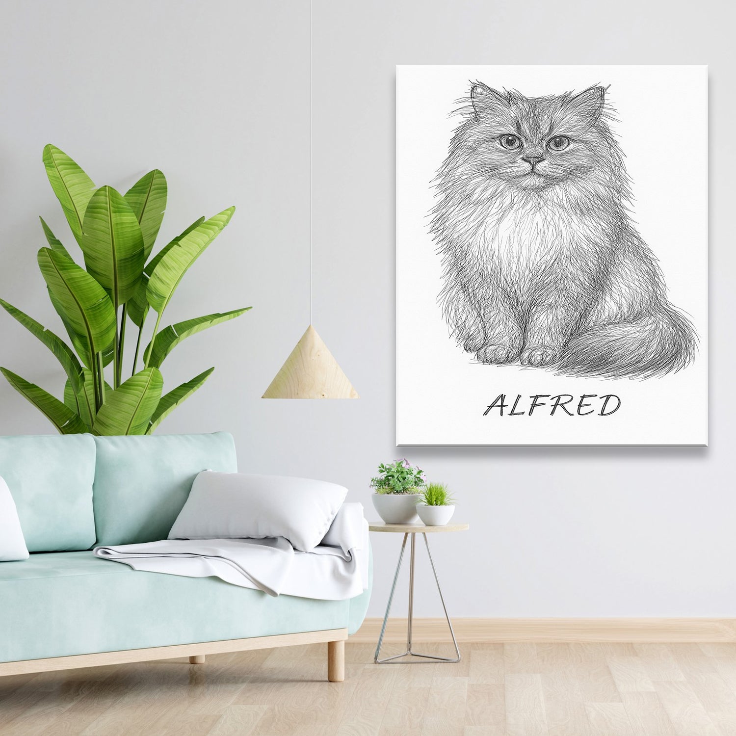 Custom Photo Cat Pencil Art