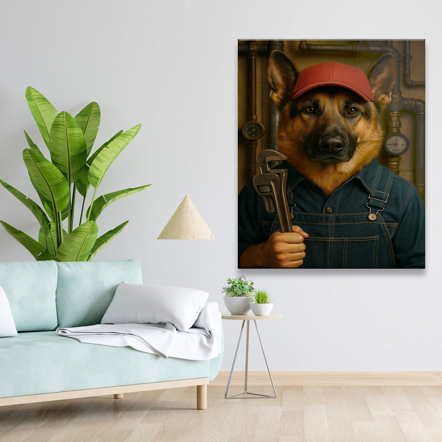 Custom Photo Plumber Dog Canvas Gift For Dog Lovers