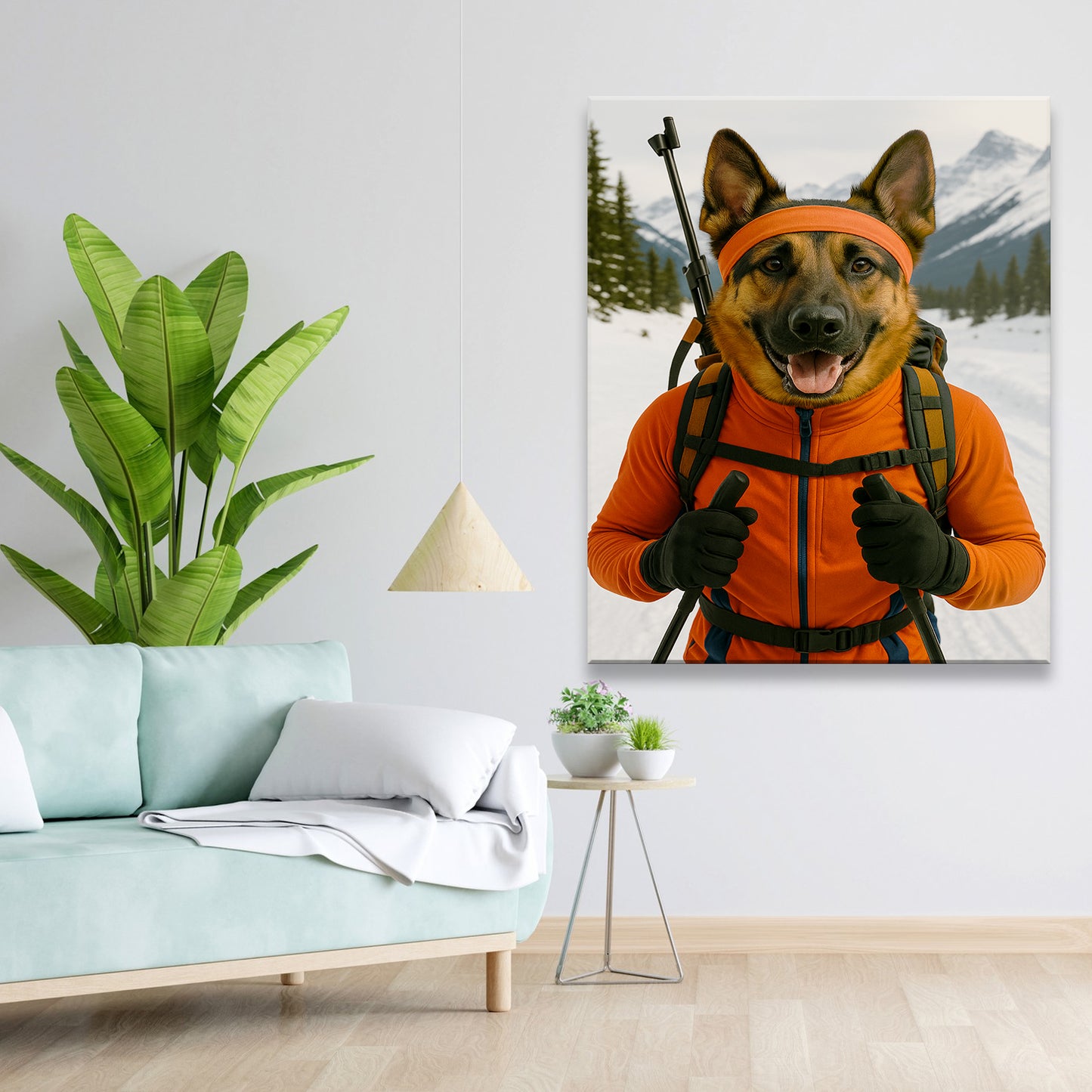 Custom Photo Biathlete Cross Country Skiing Dog Canvas Gift For Dog Lovers