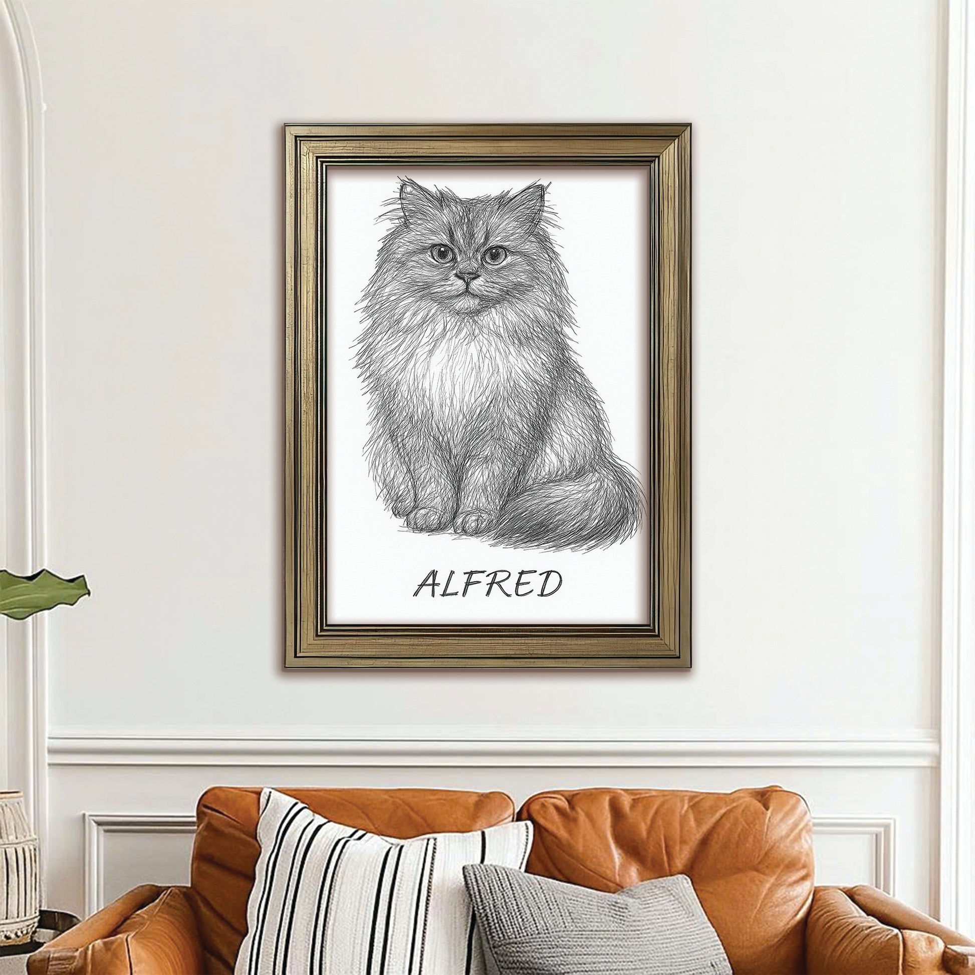 Custom Photo Cat Pencil Art