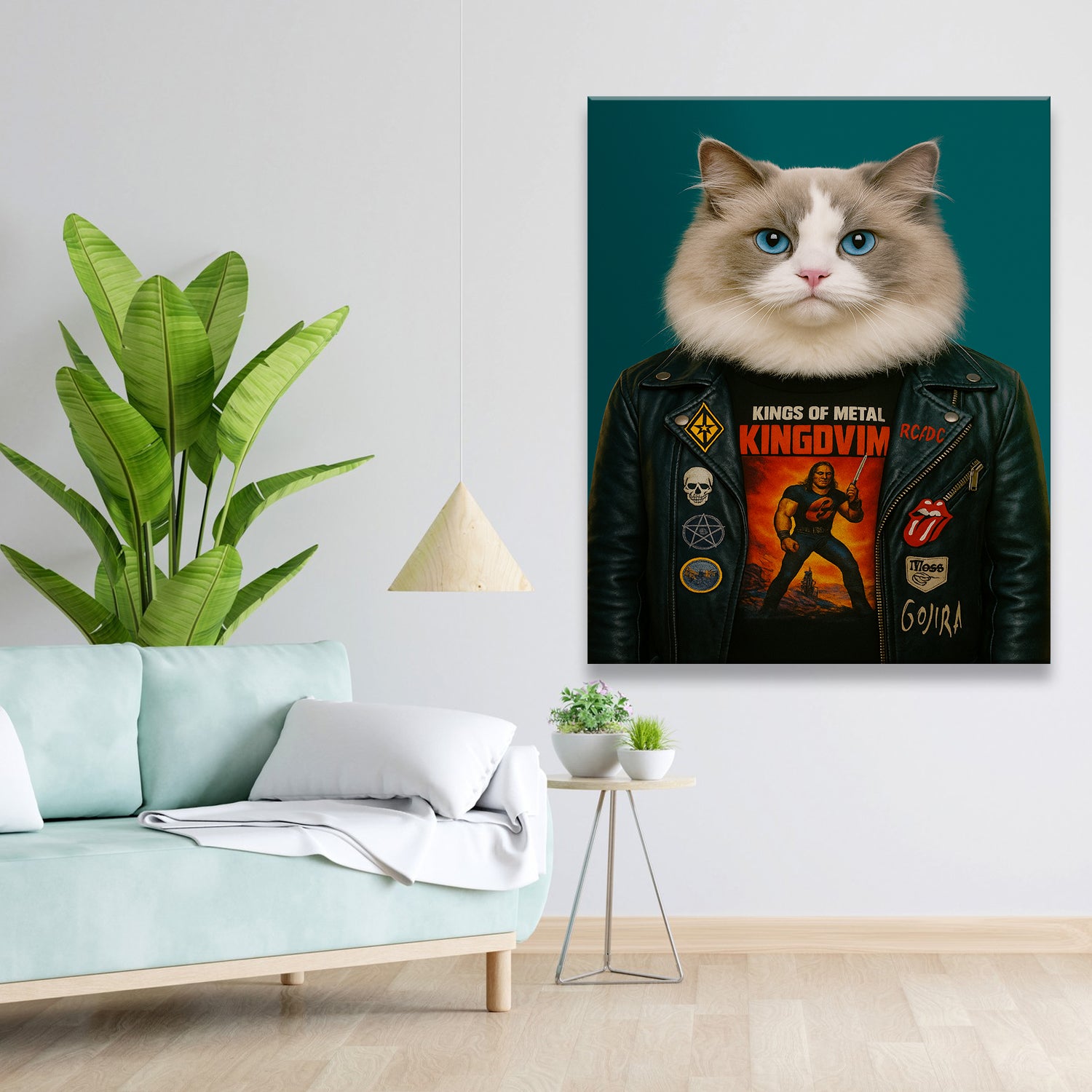 Custom Photo Cat Rock n Roll Canvas