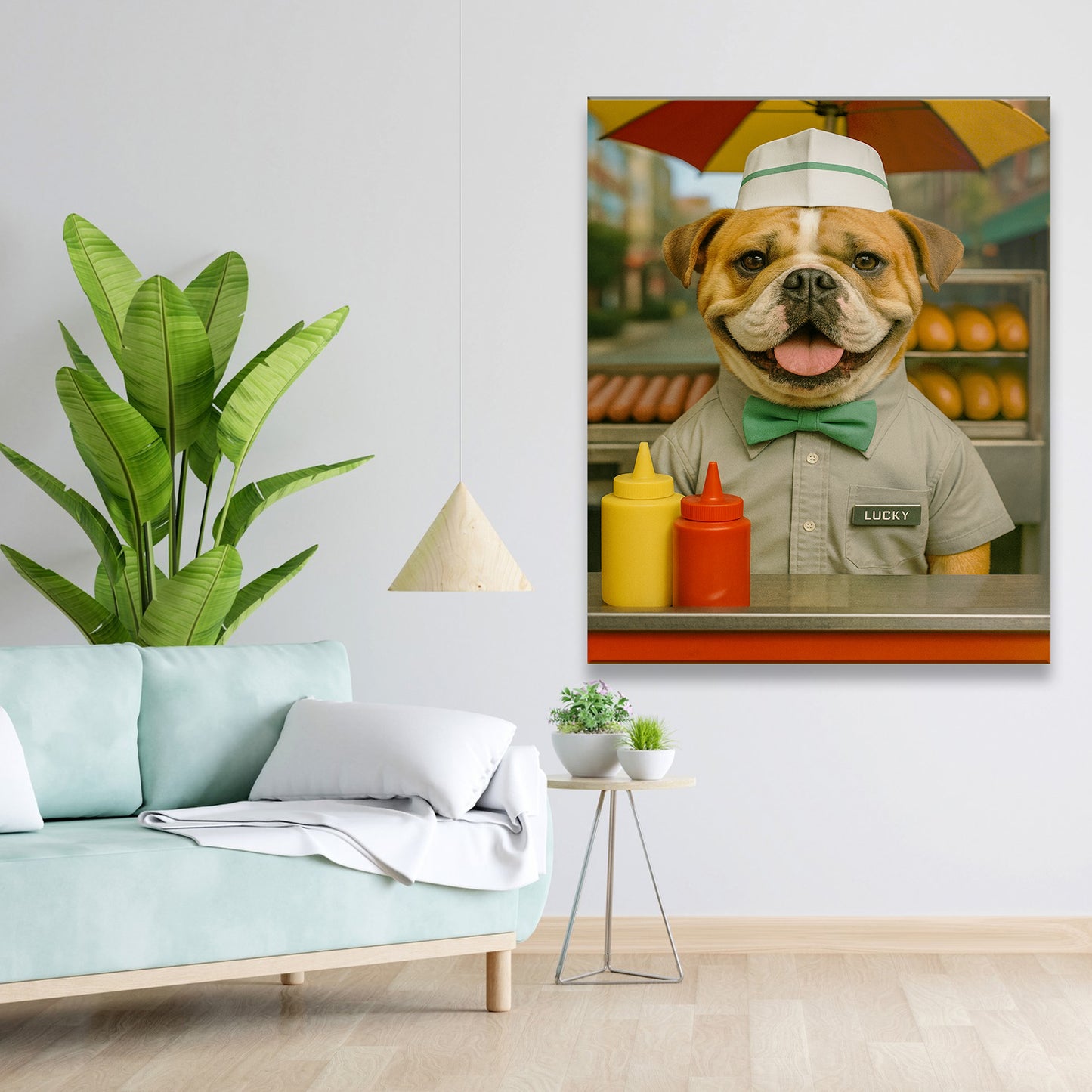 Custom Photo Hot Dog Canvas Gift For Dog Lovers