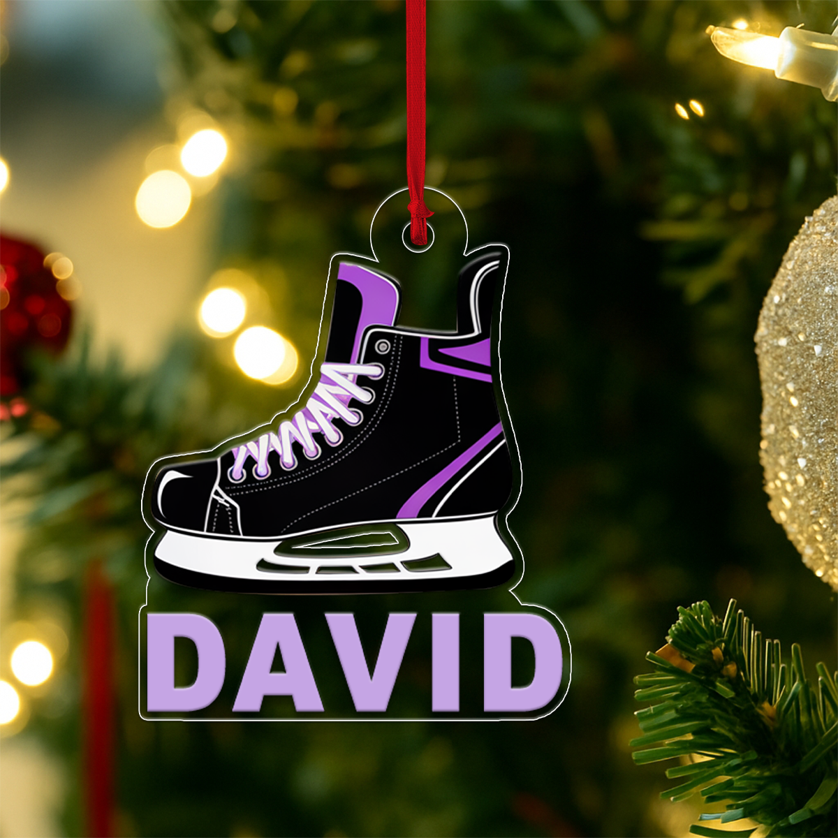 Custom Name Ice Hockey Skates Christmas Ornament Acrylic Ornament Christmas Gift