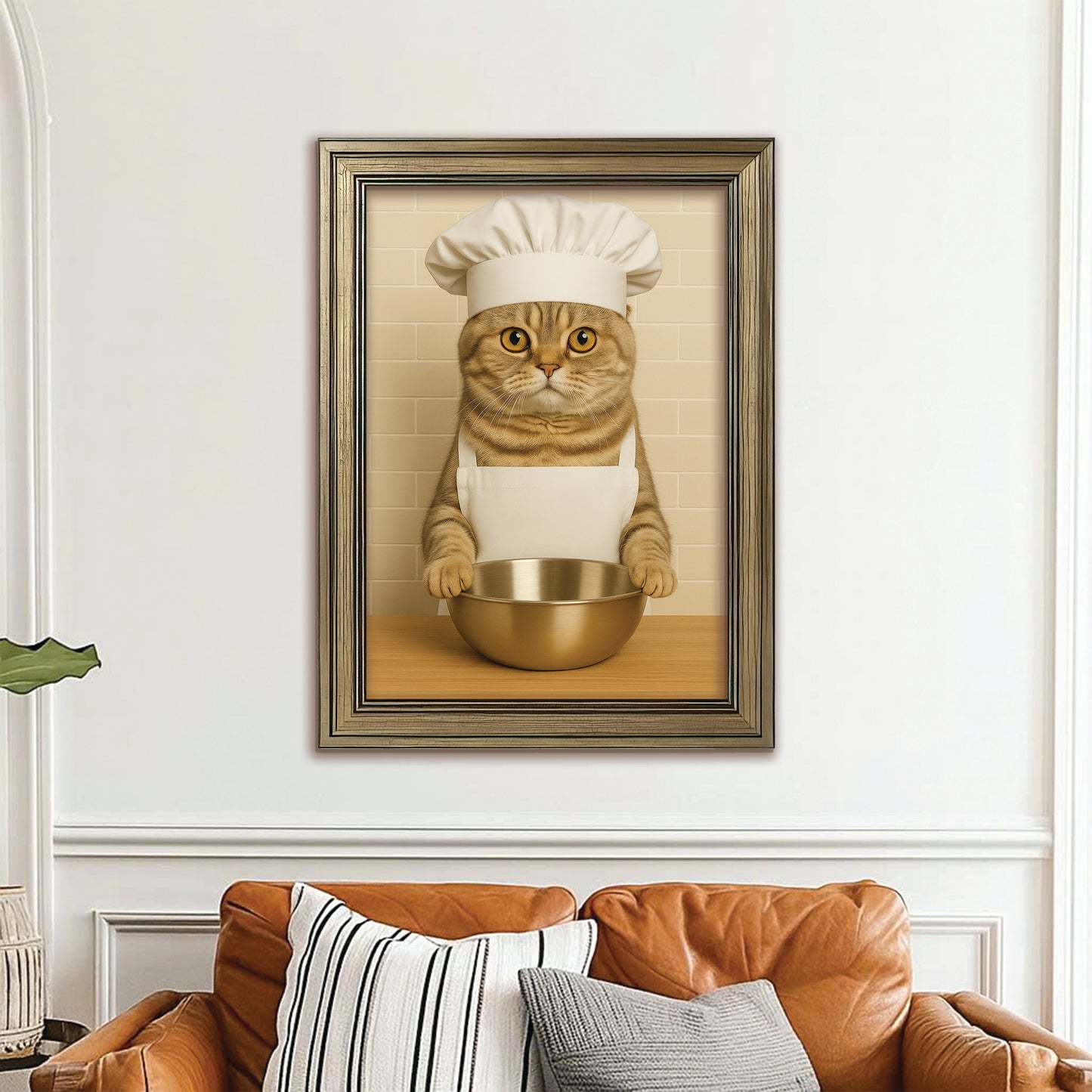 Custom Photo Cat Chef Canvas Framed Wall Art Gift For Cat Lovers