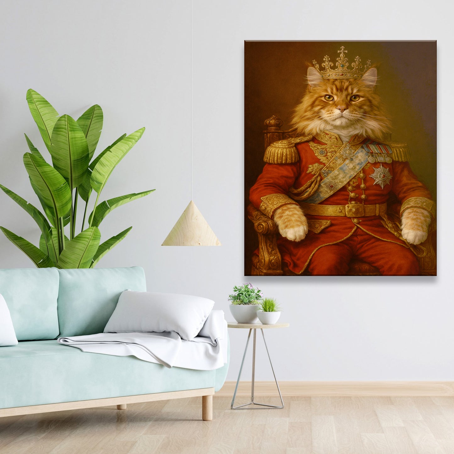 Custom Photo King Cat With Crown Royal Canvas Gift For Cat Lovers