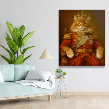 Custom Photo King Cat With Crown Royal Canvas Gift For Cat Lovers