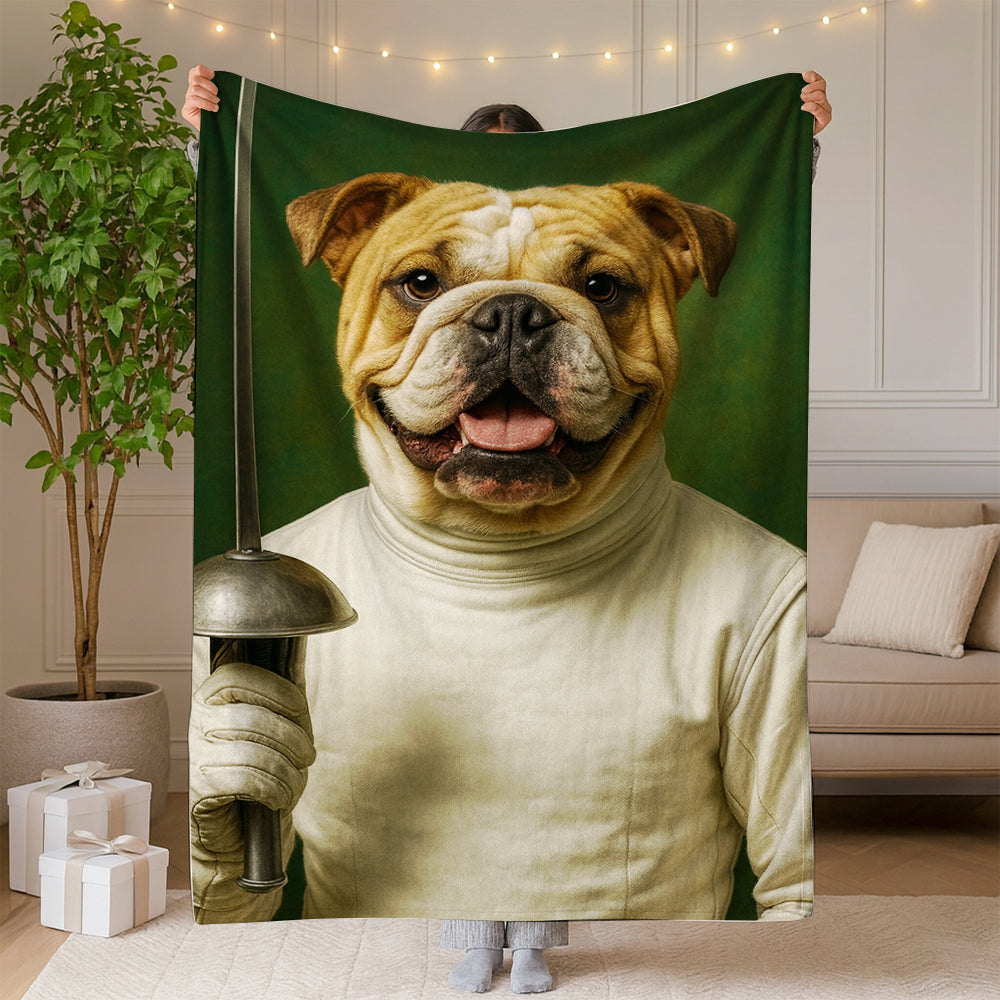 Custom Photo Fencer Dog BlanketGift For Dog Lovers