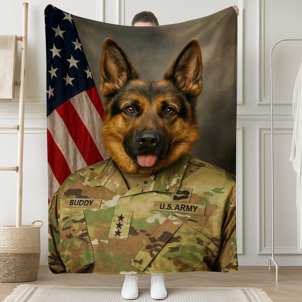 Custom Dog Photo Us Army Blanket For Dog Lover