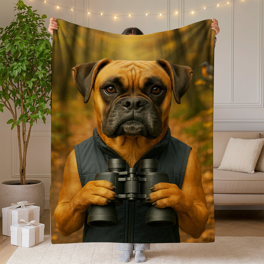 Custom Photo Bird Watching Dog BlanketGift For Dog Lovers