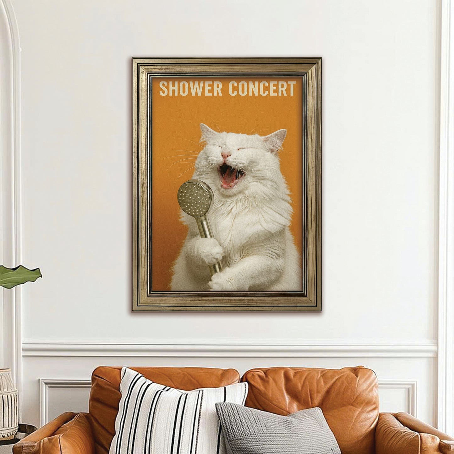 Custom Photo Cat Bathroom Style 32 Canvas Framed Wall Art Gift For Cat Lovers