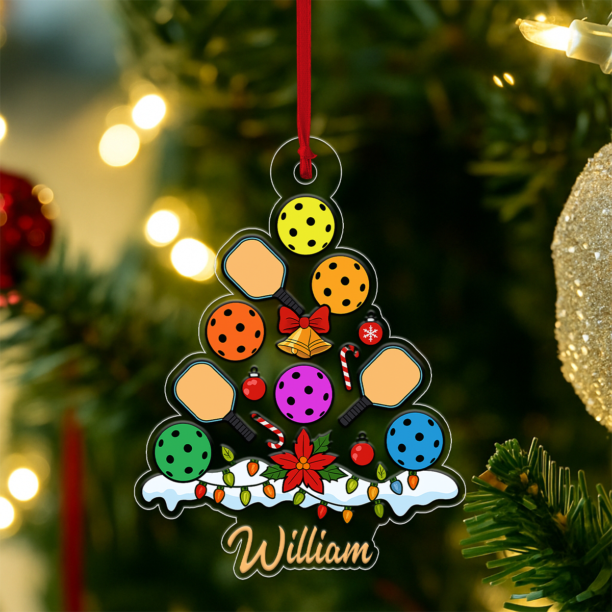 Custom Name Pickleball Christmas Acrylic Ornament Christmas Gift
