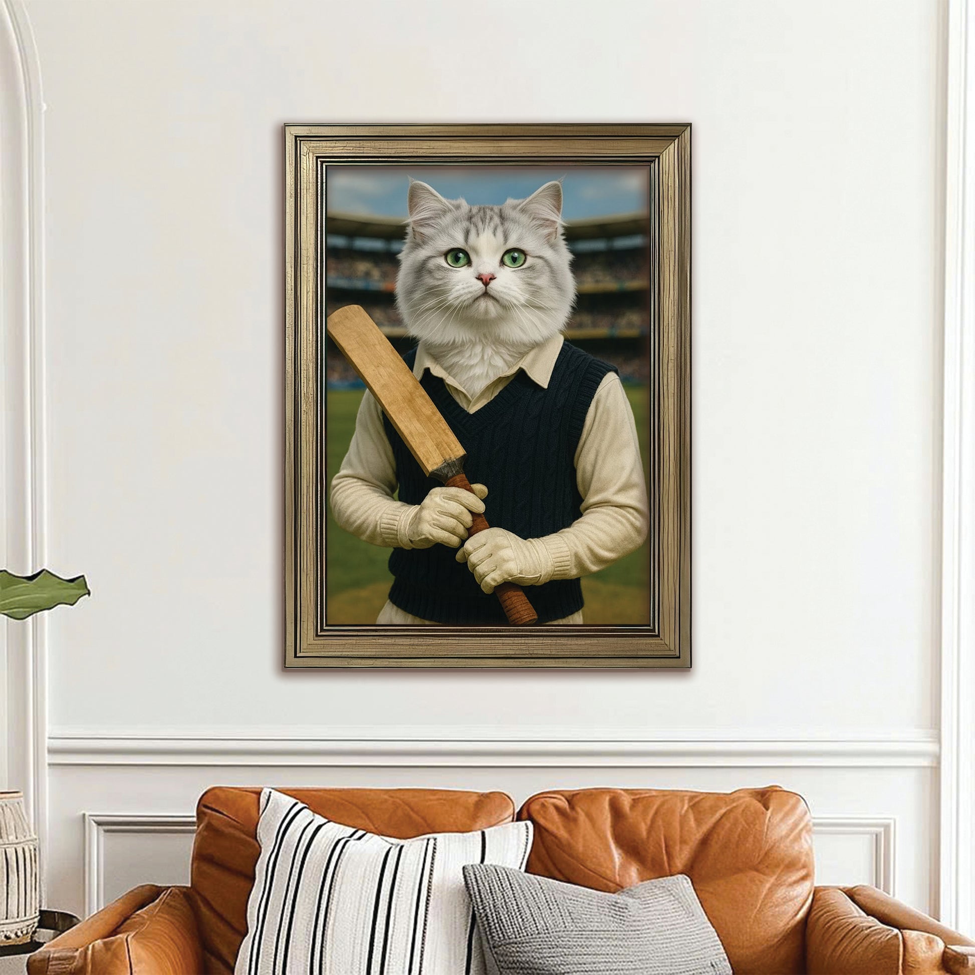 Custom Photo Cricket Cat Canvas Framed Wall Art Gift For Cat Lovers