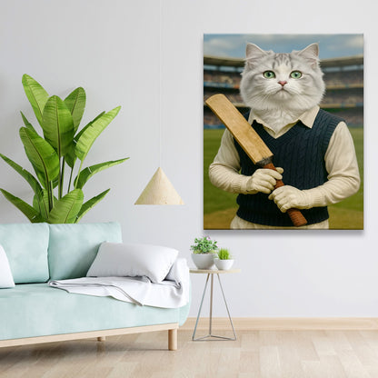 Custom Photo Cricket Cat Canvas Gift For Cat Lovers