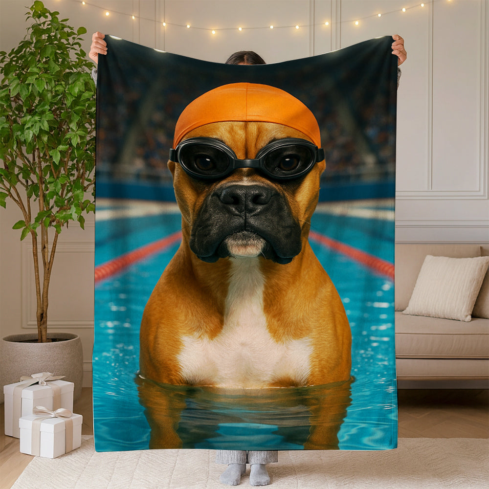 Custom Photo Swimmer  2 Dog BlanketGift For Dog Lovers