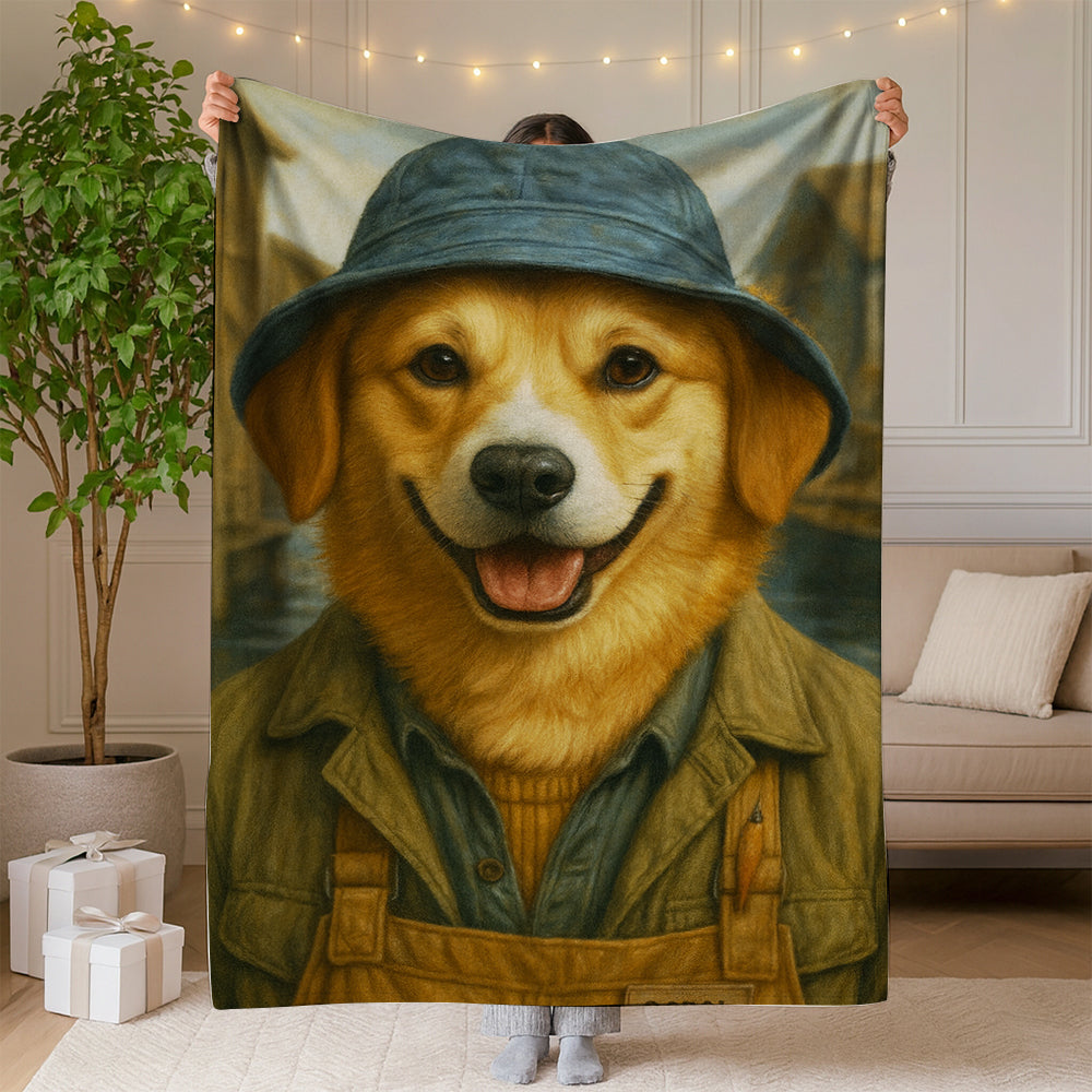 Custom Photo Fisherman Dog BlanketGift For Dog Lovers