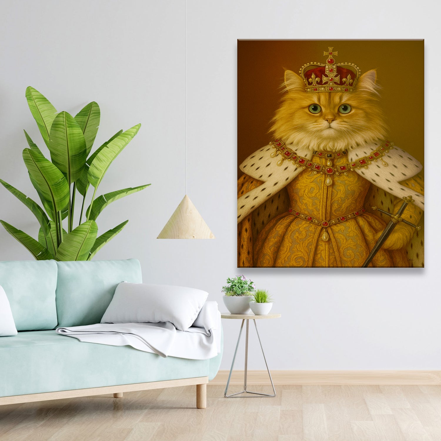 Custom Photo Crowned Queen Cat Canvas Gift For Cat Lovers