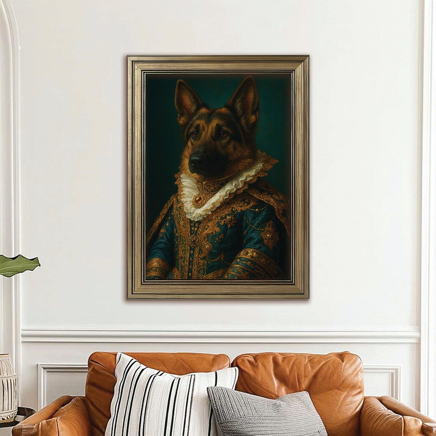 Custom Photo Dog Royal Style 4 Canvas Framed Wall Art Gift For Dog Lovers