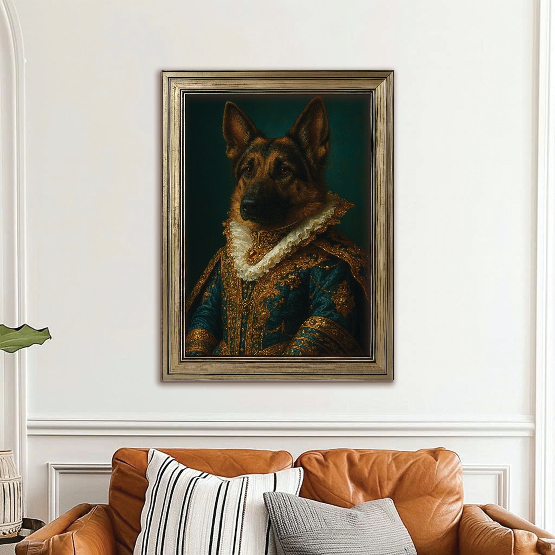 Custom Photo Dog Royal Style 4 Canvas Framed Wall Art Gift For Dog Lovers