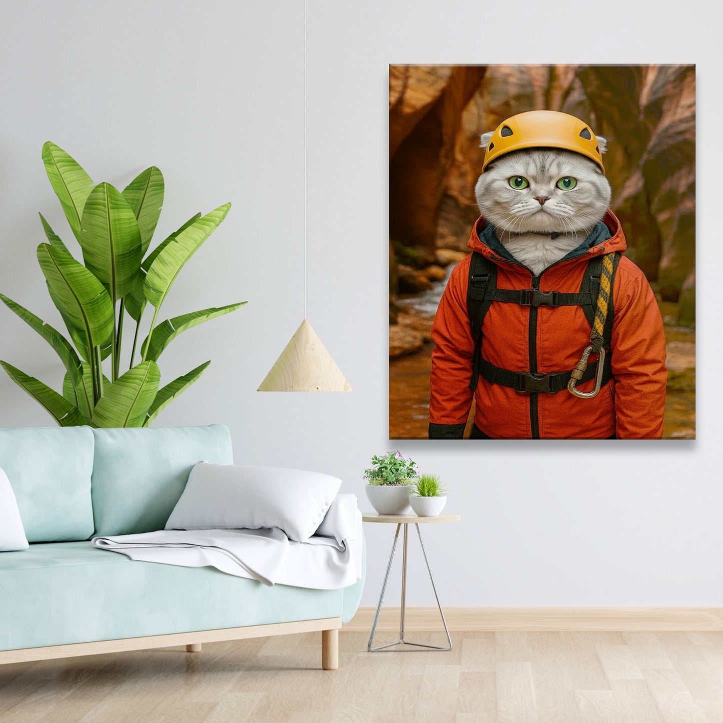 Custom Photo Canyoneering Slot Canyon Adventure Cat Canvas Gift For Cat Lovers