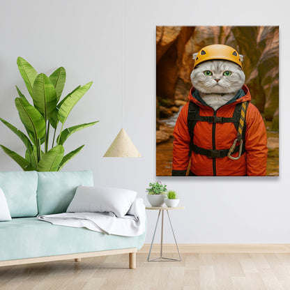 Custom Photo Canyoneering Slot Canyon Adventure Cat Canvas Gift For Cat Lovers