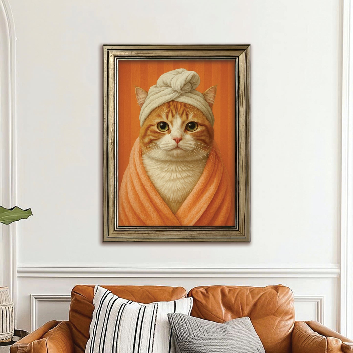 Custom Photo Cat Bathroom Style 17 Canvas Framed Wall Art Gift For Cat Lovers