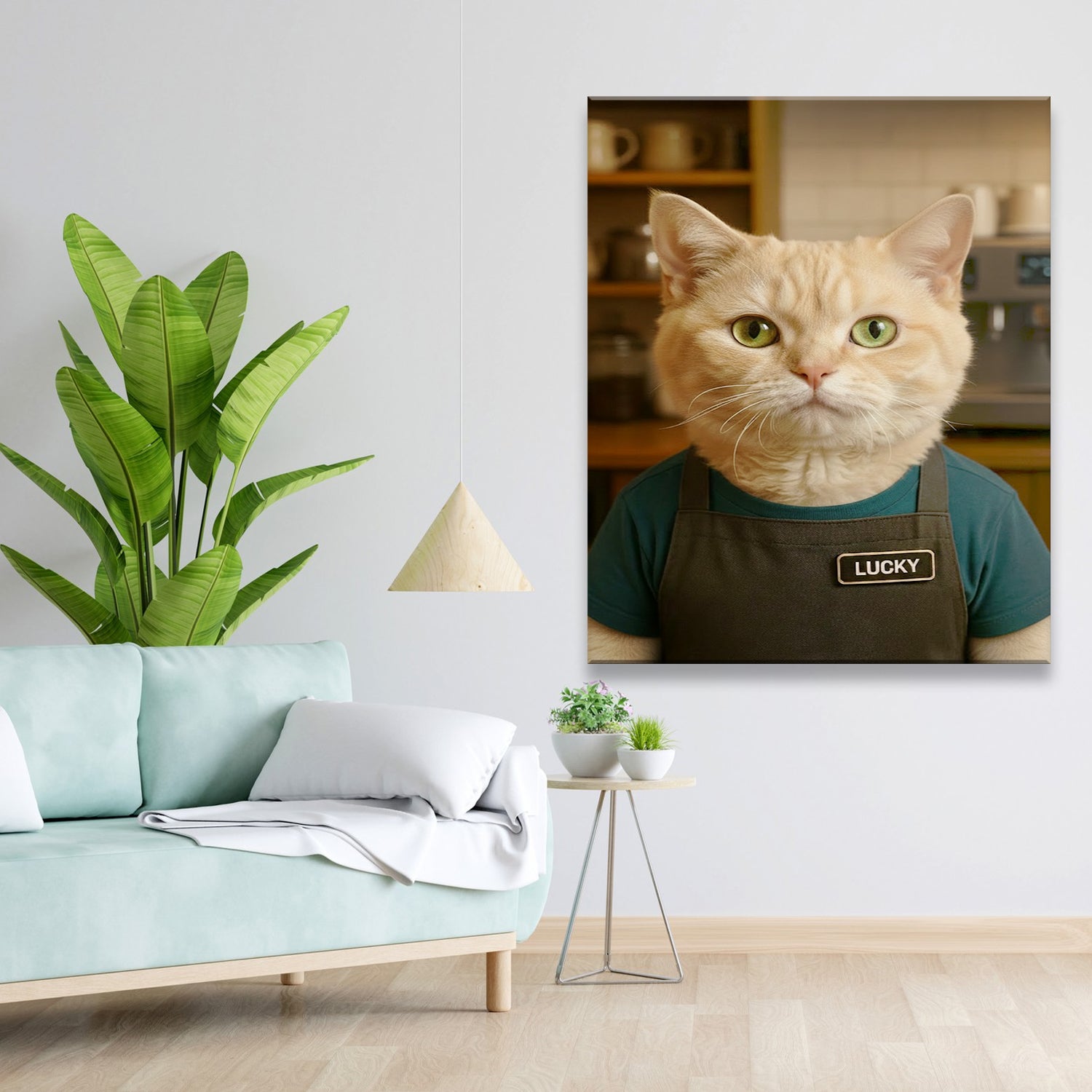 Custom Photo Barista Cat Canvas Gift For Cat Lovers