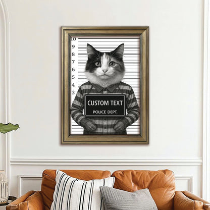 Custom Photo Cat Wanted By Pawlice Canvas Framed Wall Art _ Gifts For Cat Lovers