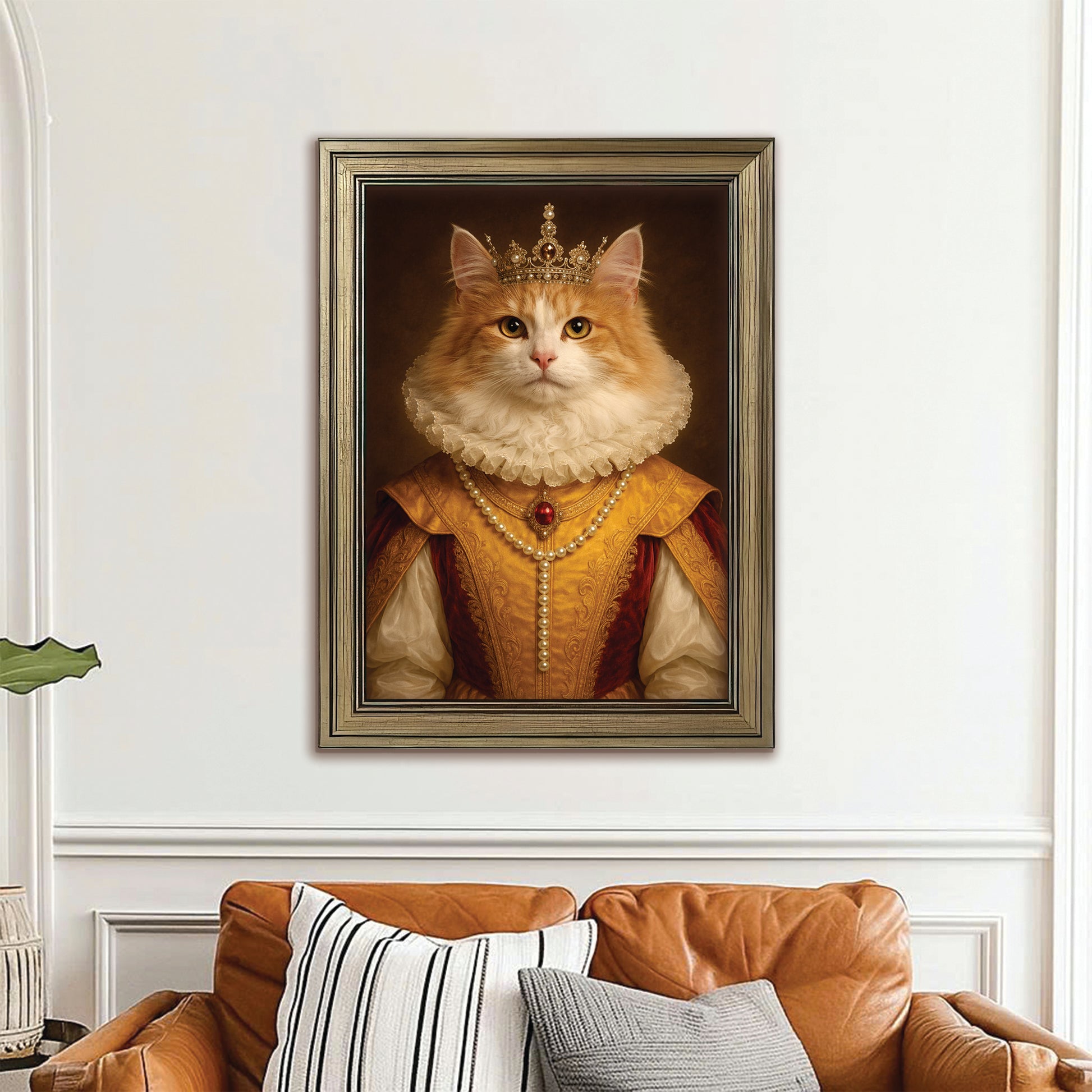 Custom Photo Cat Queen Royal Canvas Framed Wall Art Gift For Cat Lovers