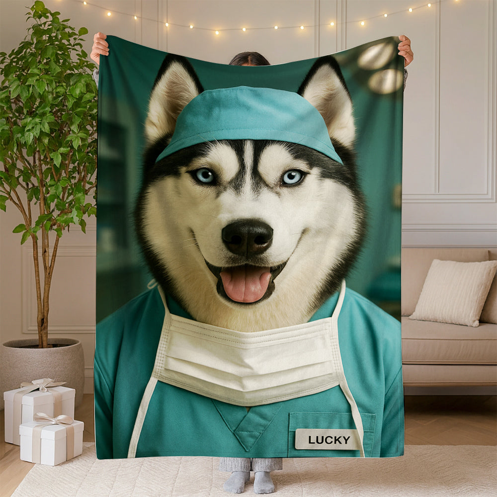 Custom Photo Surgeon Dog BlanketGift For Dog Lovers