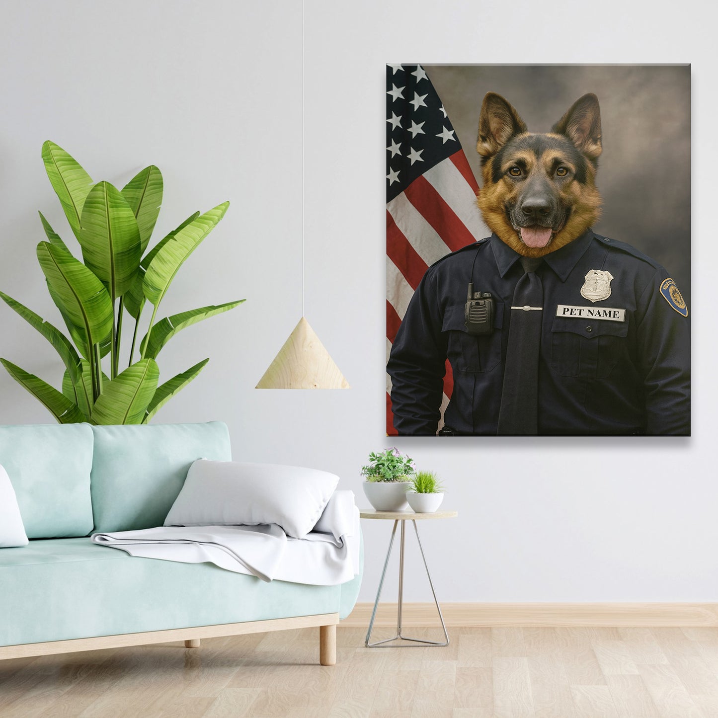 Custom Dog Photo Policeman Canvas _ Gift For Dog Lovers