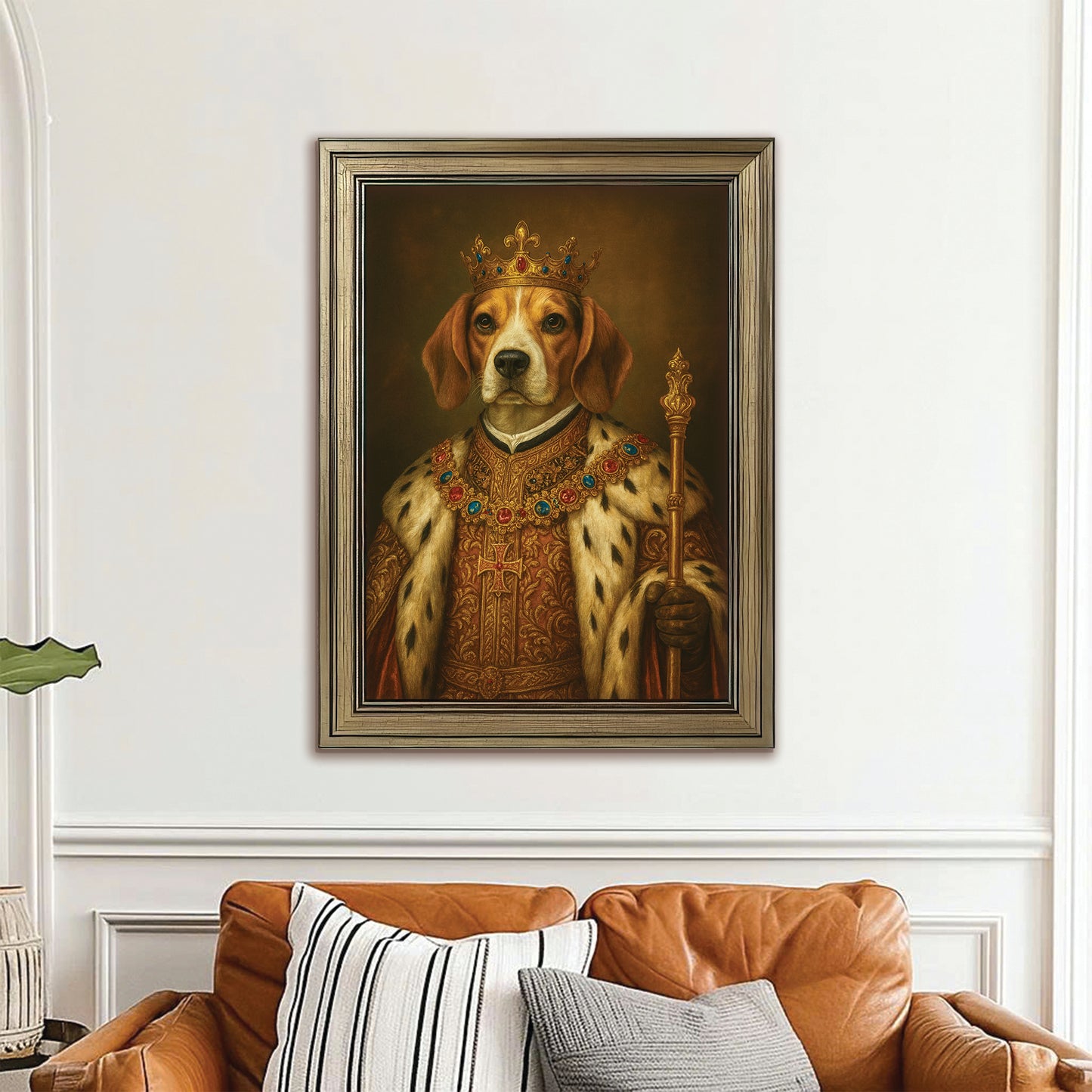 Custom Photo Dog King Royal Canvas Framed Wall Art Framed Wall Art _ Gift For Dog Lovers
