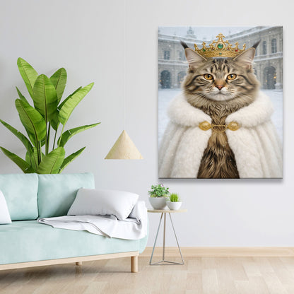 Custom Photo Royal Winter Queen Cat Canvas Gift For Cat Lovers