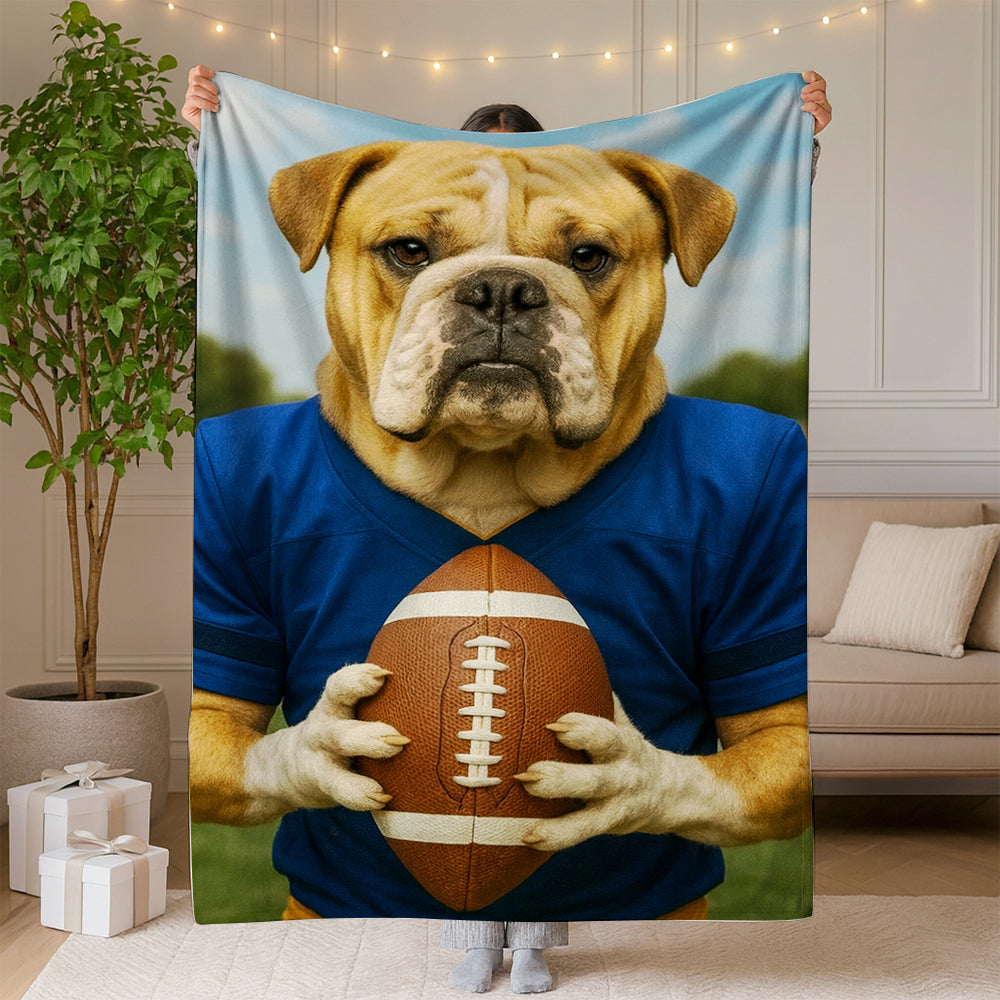 Custom Photo Football Player Dog BlanketGift For Dog Lovers