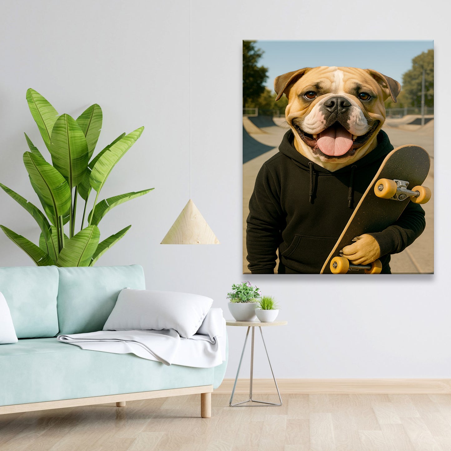 Custom Photo Skater Skateboard Canvas Gift For Dog Lovers
