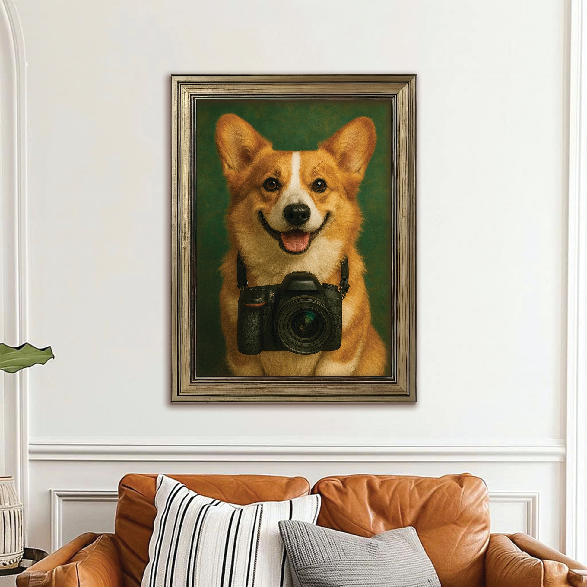 Custom Photo Photographer Dog Canvas Framed Wall Art Gift For Dog Lovers