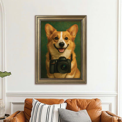 Custom Photo Photographer Dog Canvas Framed Wall Art Gift For Dog Lovers