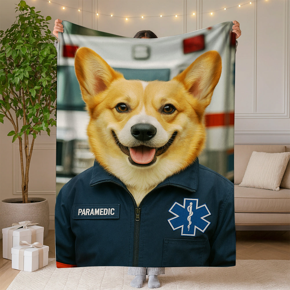 Custom Photo Paramedic Emt Dog BlanketGift For Dog Lovers