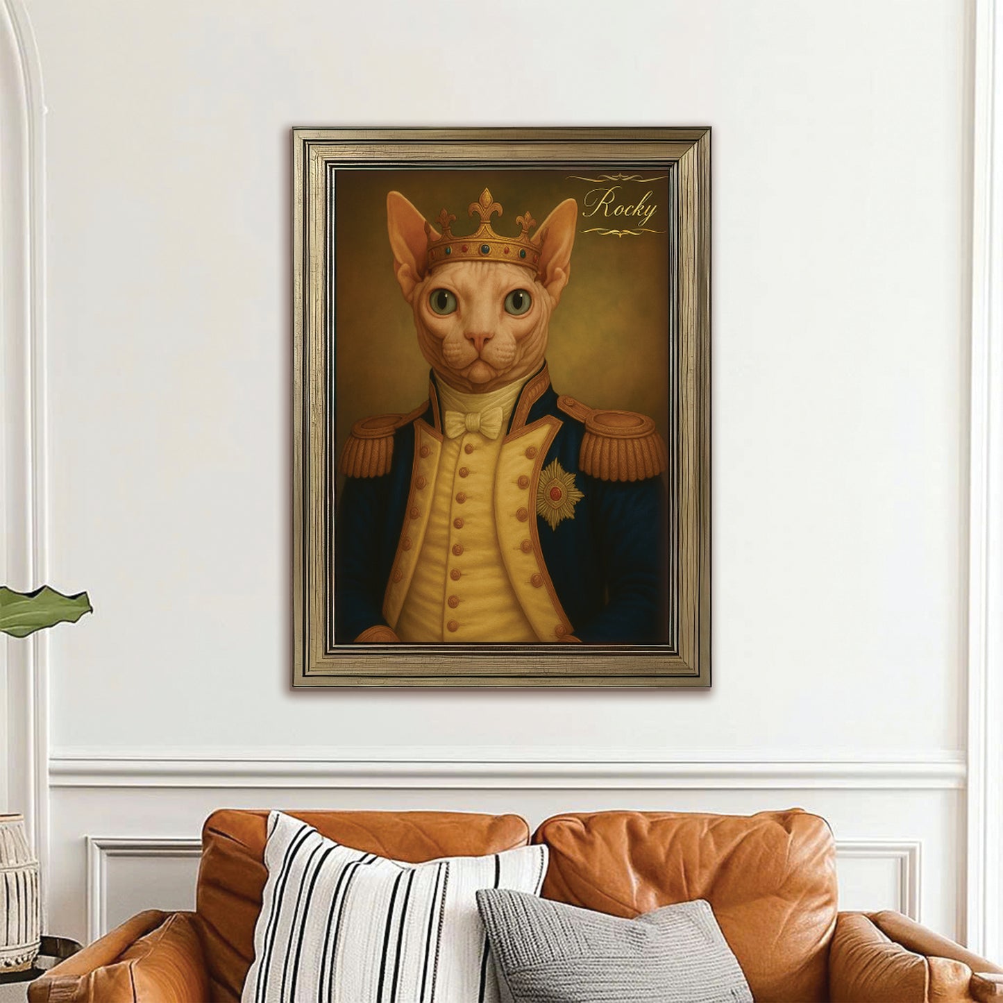 Custom Photo Great Captain Cat Canvas Framed Wall Art Gift For Cat Lovers