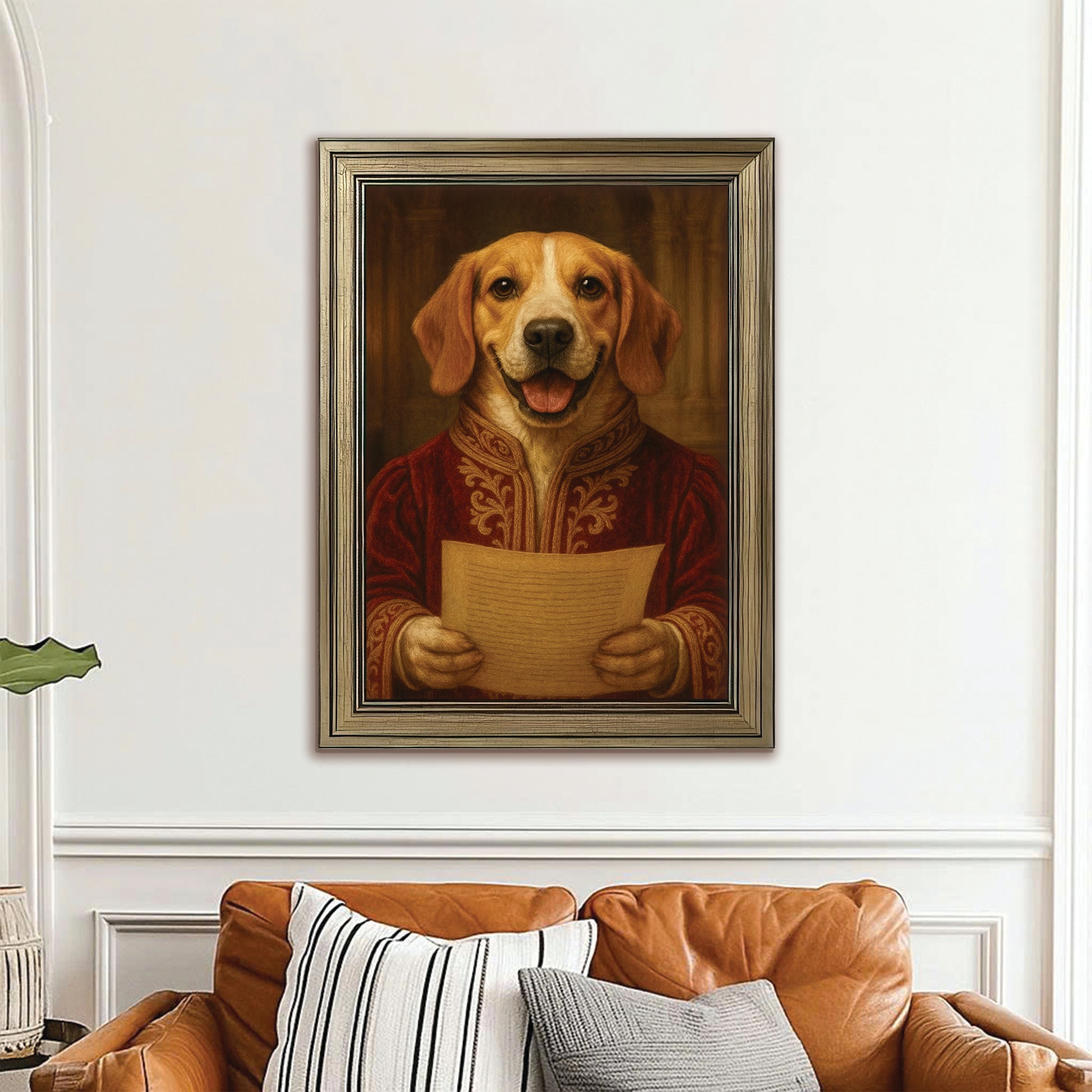 Custom Photo Dog Royal Style 06 Canvas Framed Wall Art Gift For Dog Lovers