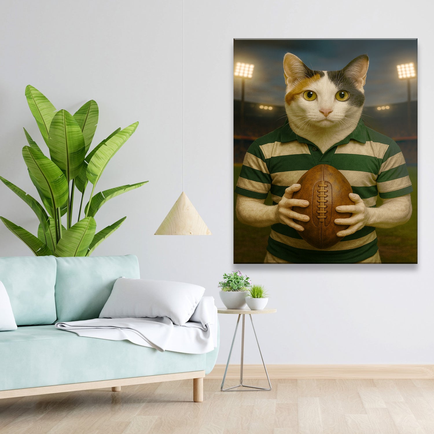 Custom Photo Rugby Player Cat Canvas Gift For Cat Lover
