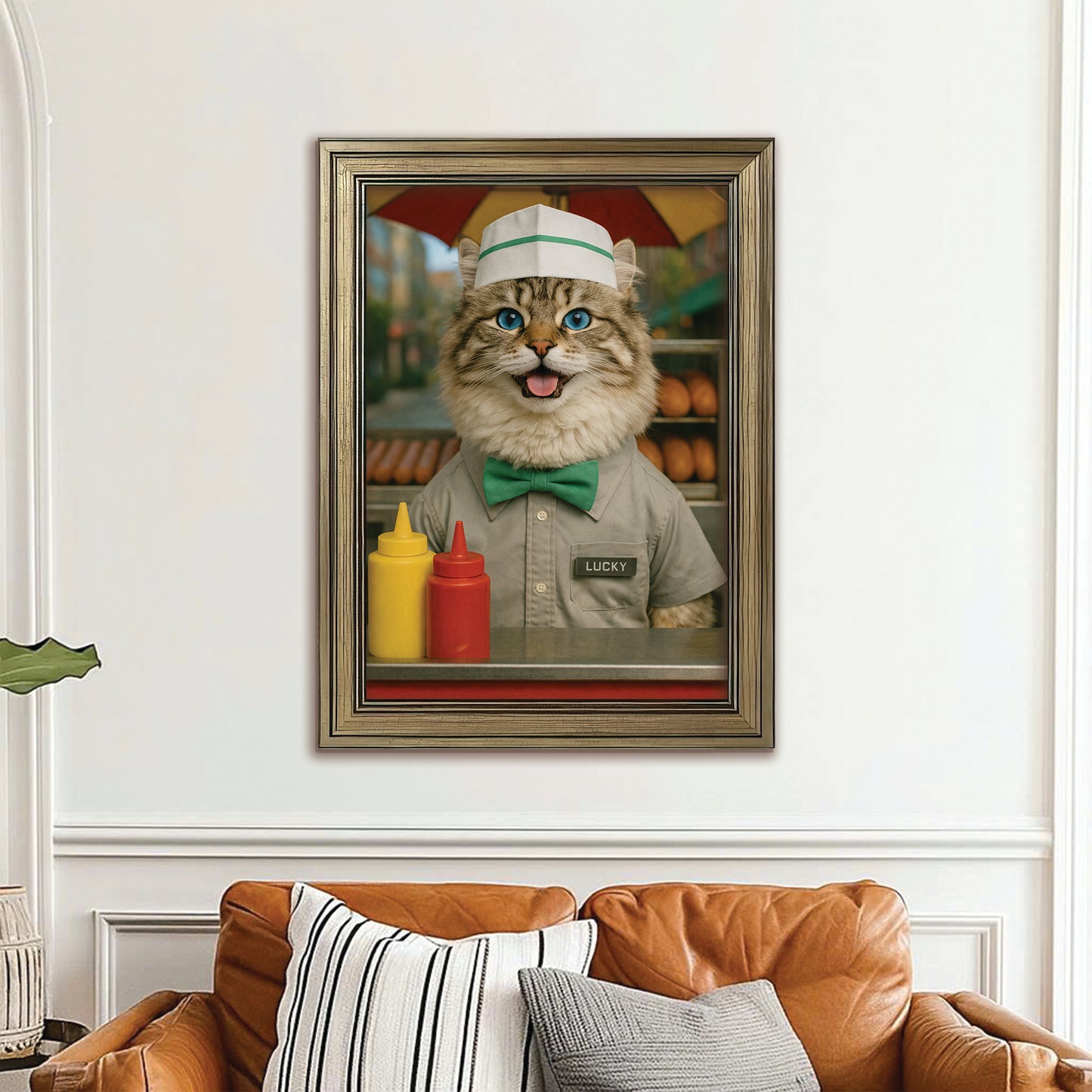 Custom Photo Hot Cat Canvas Framed Wall Art  Gift For Cat Lovers